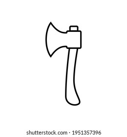 Ax icon in flat black line style, isolated on white background 