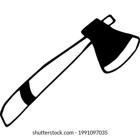 ax icon. hand drawn doodle. vector, scandinavian, nordic, minimalism monochrome tool camp chop wood