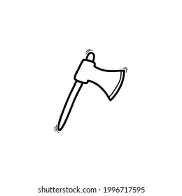 ax icon. hand drawn doodle. vector, scandinavian, nordic, minimalism monochrome tool camp chop wood