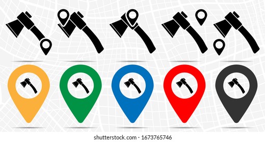 Ax Symbol in der Position gesetzt. Einfache Glyphe, flache Illustration Element von Camp-Themen-Symbolen