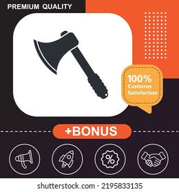 Ax icon. With orange and black background