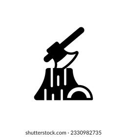 icono de hacha diseño simple en fondo blanco