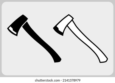 Ax Icon In Vector Illustration. Fireman Ax