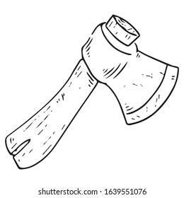Ax icon. Vector illustration of a garden ax. Hand drawn small ax.