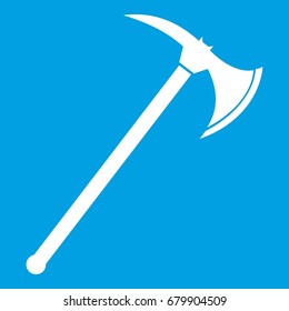 Ax icon white isolated on blue background vector illustration