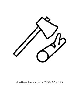 Ax icon and wood vector on white background.
