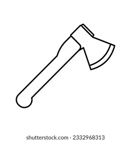 Icono de hacha con asa de madera. Ilustración vectorial.