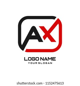 AX initial box letter logo template vector