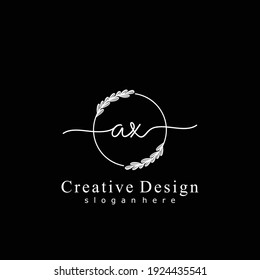 AX Initial calligraphy handwritten logo. Handwritten alphabet in the logo template. Letters and Alphabet for signature, wedding, fashion, floral and botanical logo design 