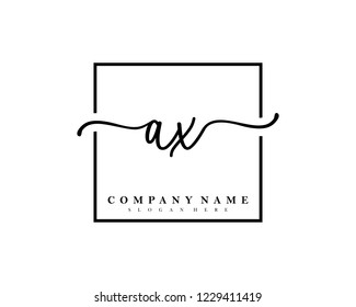 AX Initial handwriting square minimalist logo vector