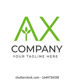 AX initial letter with leaf plant shape logo template, vector file eps 10 text and color is easy to edit