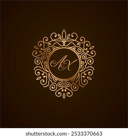 AX initial letter logo with ornament heart shape