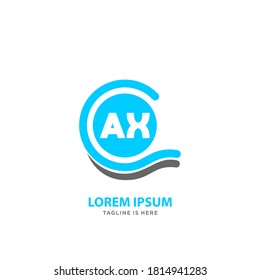 Vector de la plantilla del logotipo de la onda de la letra inicial de AX	