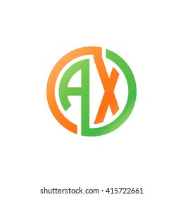 AX initial letters linked circle logo orange green