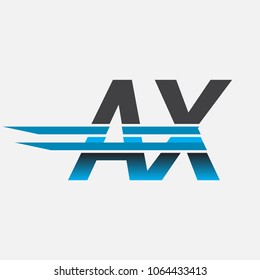 AX initial logo company name colored black and blue, Simple and Modern Logo Design.
