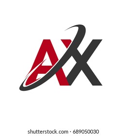 AX initial logo company name colored red and black swoosh design, isolated on white background. vector logo for business and company identity.