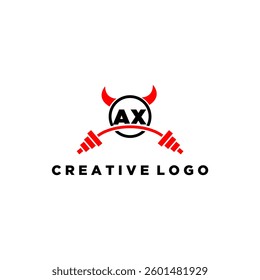 AX initial monogram for fitnes or gym logo with devil style design
