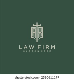 AX initial monogram for law firm with sword and shield logo image