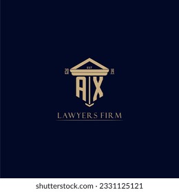 Logotipo inicial de la firma de abogados en monograma con diseño de hitos