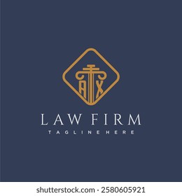 AX initial monogram logo for lawfirm with pillar in creative square design