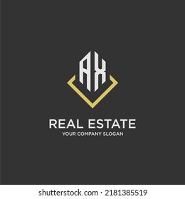 AX initial monogram logo for real estate with polygon style