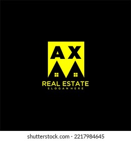 AX initial monogram logo real estate in square style design