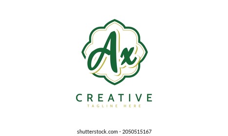 Ax Initials, handwriting logo vector