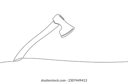 Ax aislado en el fondo blanco. Dibujo de línea uno continuo. Ilustración vectorial. Ilustración de línea simple.