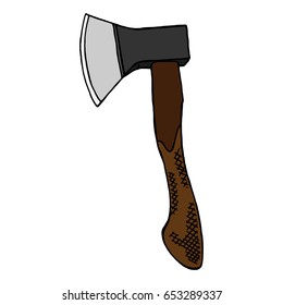 Ax isolated on white background. Vector illustration of an ax. Hand drawn ax.