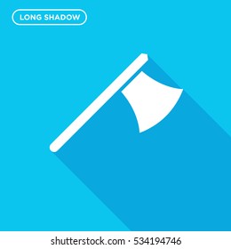 ax isolated vector icon in long shadow style on blue background