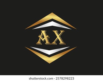 AX Letter company nAXe vector logo design ,AX logo design icon, 
AX letter abstract golden and silver gradient logo design.