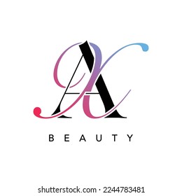 AX Letter Icon Vector Design with Creative Cut and Colorful Logo with Serif Font and Script Style