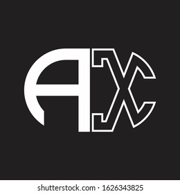 AX Letter logo monogram with oval shape negative space design template