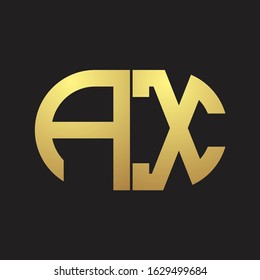 AX Letter logo monogram with oval shape design template on gold colors
