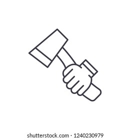 Ax line icon concept. Ax vector linear illustration, symbol, sign