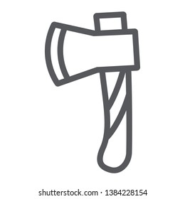 Ax line icon, tool and cut, axe sign, vector graphics, a linear pattern on a white background, eps 10.
