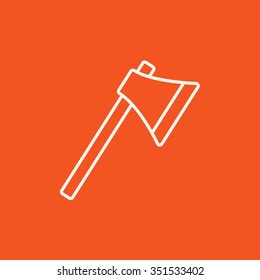 Icono de línea de hacha para web, móvil e infografía. Icono blanco vector aislado en fondo rojo.