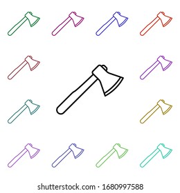 Ax line multi color style icon. Simple thin line, outline vector of camping icons for ui and ux, website or mobile application