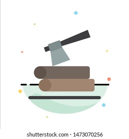 Ax, Log, Timber, Wood Abstract Flat Color Icon Template