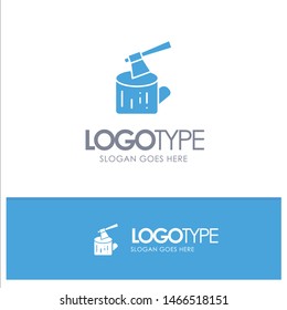 Ax, Log, Timber, Wood Blue Solid Logo with place for tagline. Vector Icon Template background