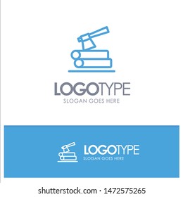 Ax, Log, Timber, Wood Blue outLine Logo with place for tagline