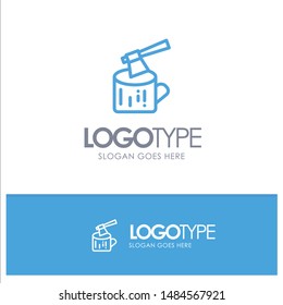 Ax, Log, Timber, Wood Blue outLine Logo with place for tagline. Vector Icon Template background