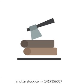 Ax, Log, Timber, Wood  Flat Color Icon. Vector icon banner Template