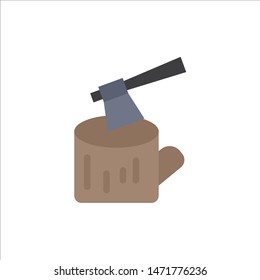 Ax, Log, Timber, Wood  Flat Color Icon. Vector icon banner Template