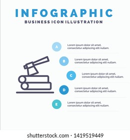 Ax, Log, Timber, Wood Line icon with 5 steps presentation infographics Background