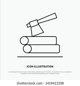 Ax, Log, Timber, Wood Line Icon Vector