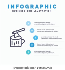 Ax, Log, Timber, Wood Line icon with 5 steps presentation infographics Background. Vector Icon Template background