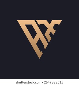 Design do logotipo AX. Logotipo moderno, minimal, elegante e luxuoso AX. Letra monográfica triangular elegante AX Design do logotipo para a identidade corporativa da marca.
