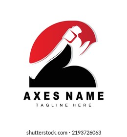 Ax Logo Design, War Tool Illustration und Holzschneider-Vektorgrafik