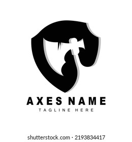 Ax Logo Design, War Tool Illustration and Woodcutter Vector